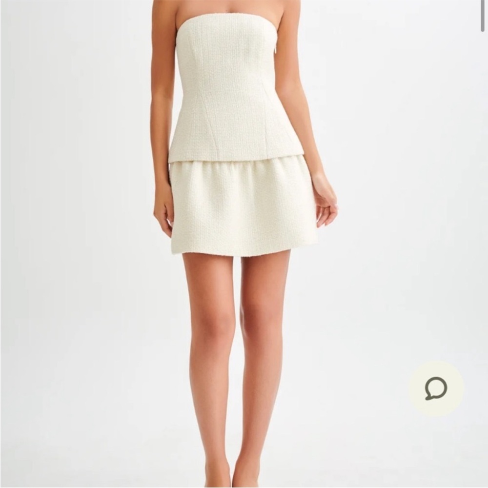 Meshki Wool Blend Cyrus Gathered Boucle Ivory Mini Skirt Size XS NWT